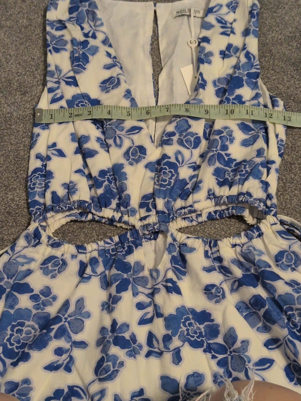 NWT Mon Renn Blue And White Floral Midi Dress Size Small - Picture 4 of 7